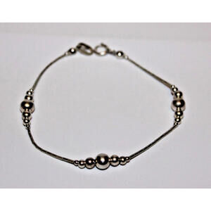 Vintage 925 Sterling Silver Bead Bracelet 7.25" Minimalist 2.67g